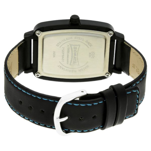 Sonata Quartz Analog Black Dial Leather Strap Watch for Men - image number 3