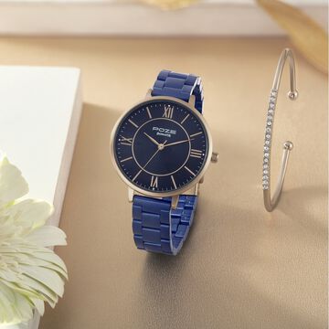 Sonata Poze Quartz Analog Blue Dial Stainless Steel Strap Watch For Women