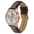 Sonata Traditional Essentials Silver Dial, Rose Gold tone case Burgundy Genuine Leather Strap Watch - image number 2