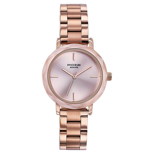 Sonata Poze Quartz Analog Pink Dial Stainless Steel Strap Watch For Women - image number 1