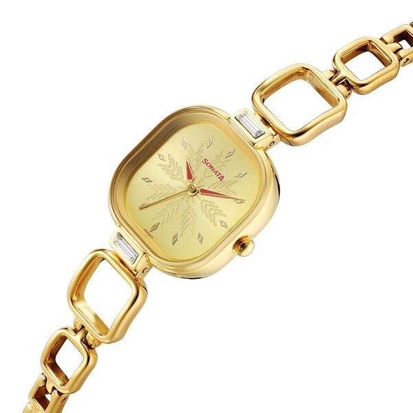 Sonata Wedding Quartz Analog Champagne Dial Metal Strap Watch for Women - image number 1