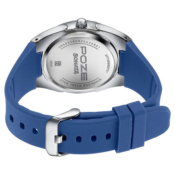 Poze By Sonata Quartz Analog Blue Dial Blue Silicone Strap Watch For Men - image number 6