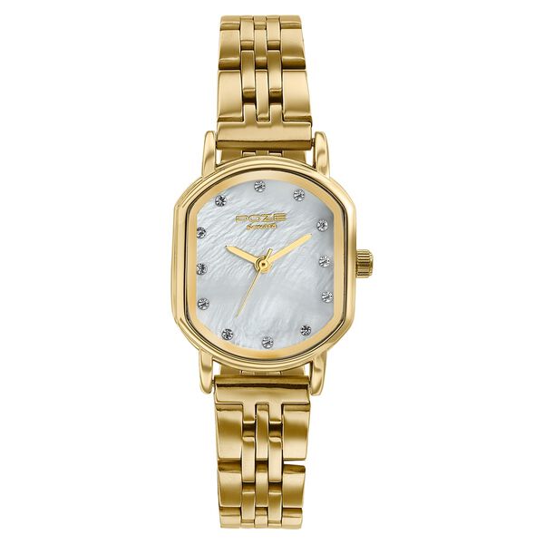 Poze By Sonata Quartz Analog White Mother of Pearl Dial Golden Stainless Steel Strap Watch For Women - image number 1