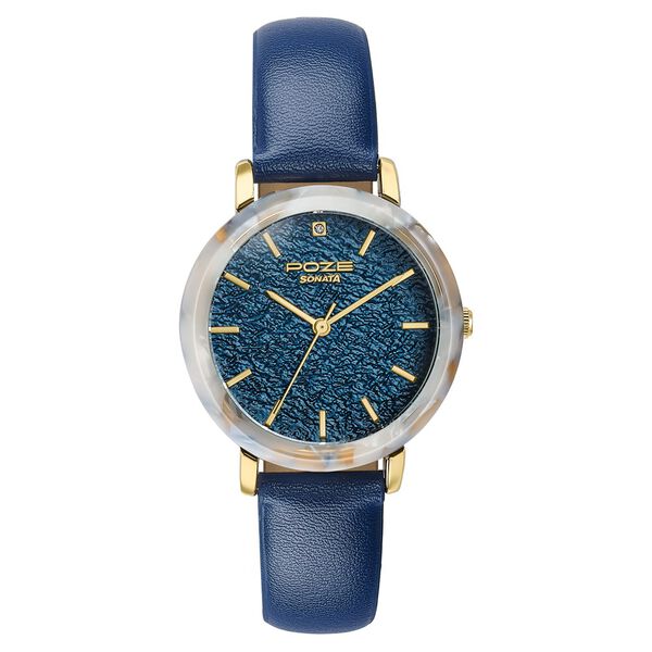 Poze By Sonata Quartz Analog Blue Dial Blue PU Leather Strap Watch For Women - image number 1