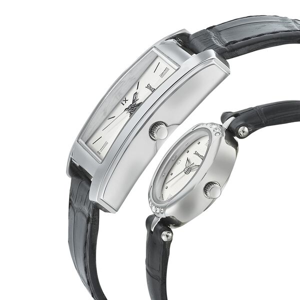 Sonata Quartz Analog White Dial Leather Strap Watch for Couple - image number 2