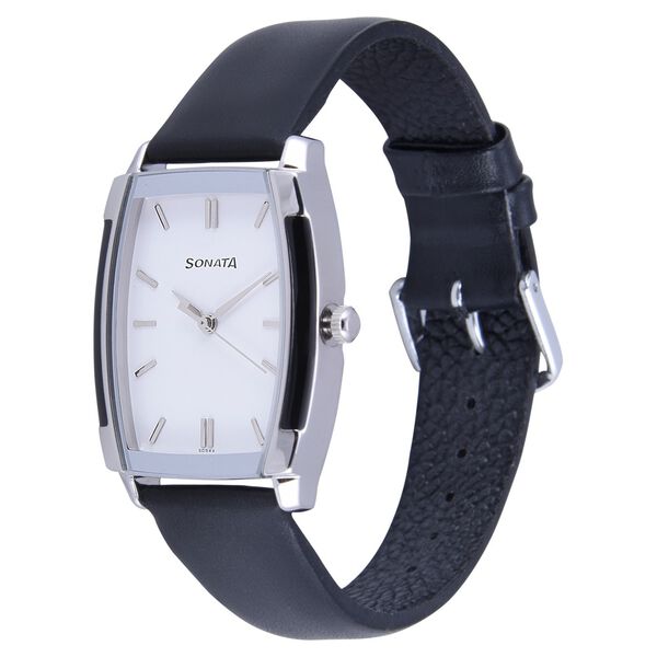 Sonata Quartz Analog White Dial Leather Strap Watch for Men - image number 1
