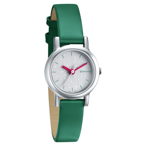 Sonata Splash White Dial Women Watch With Leather Strap - image number 1