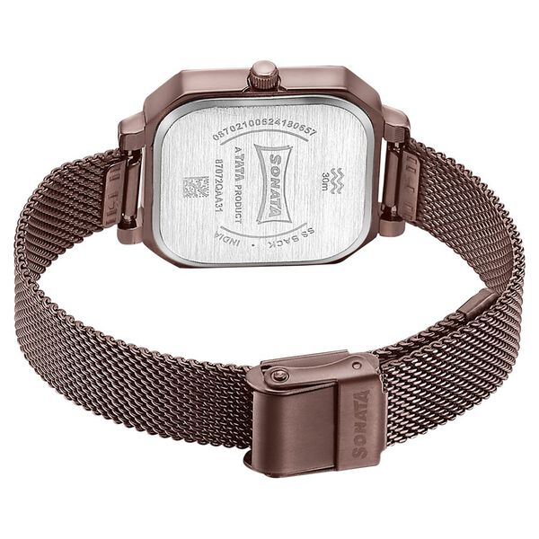 Sonata Modern Edit Quartz Analog Brown Dial Brown Stainless Steel Strap Watch For Women - image number 4