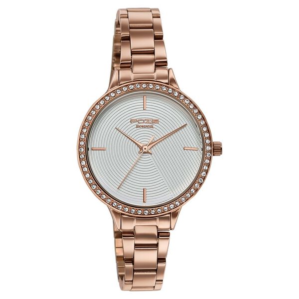 Poze By Sonata Quartz Analog White Dial Rose Gold Stainless Steel Strap Watch For Women - image number 2