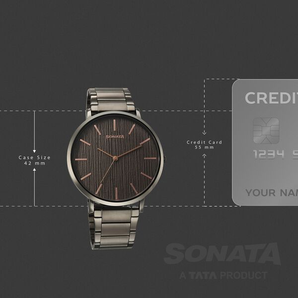 Sonata Soulmate Quartz Analog Grey Dial Grey Stainless Steel Strap Watch For Couple - image number 2