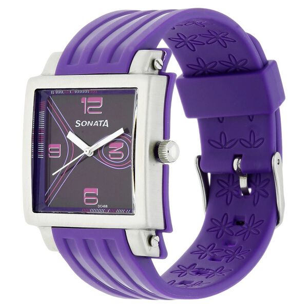 SF Quartz Analog Purple Dial Plastic Strap Watch for Women - image number 1