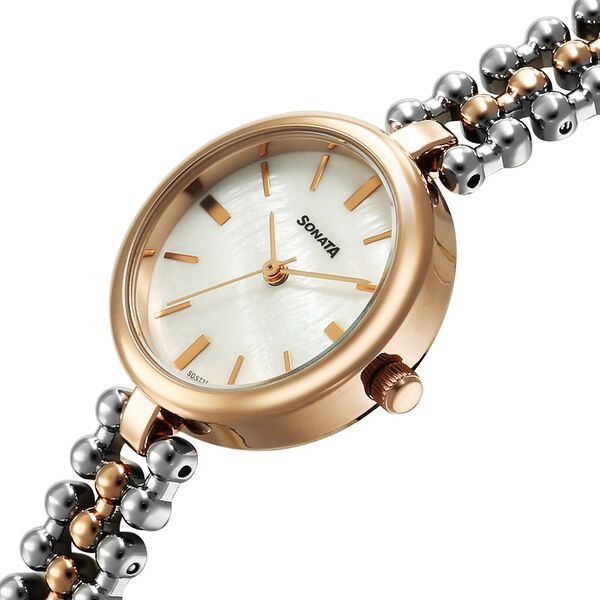 Sonata Festive Quartz Analog White Dial Metal Strap Watch For Women - image number 2