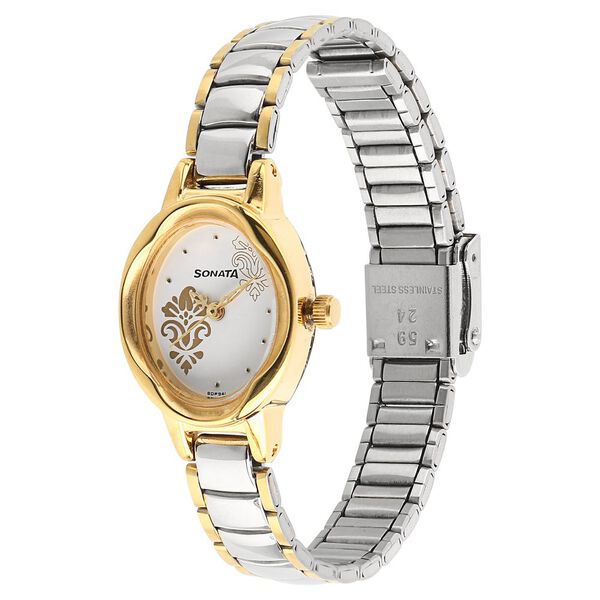 Sonata Quartz Analog White Dial Stainless Steel Strap Watch for Women - image number 1