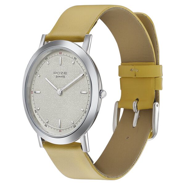Sonata Poze Quartz Analog White Dial Leather Strap Watch for Men - image number 2