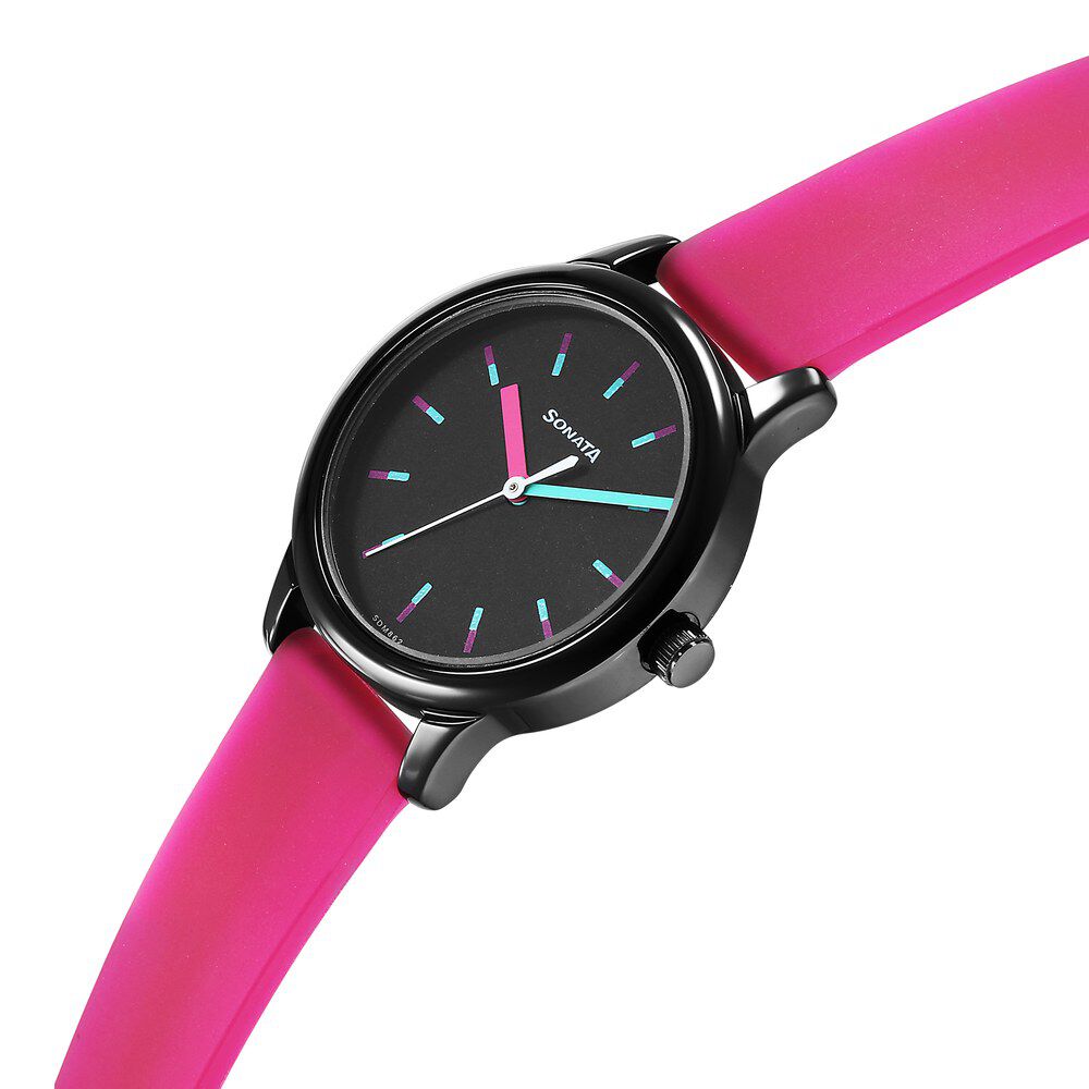 Pink and black watch top