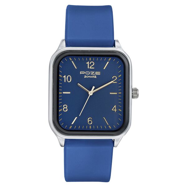 Sonata Poze Quartz Analog Blue Dial Silicone Strap Watch for Men - image number 1