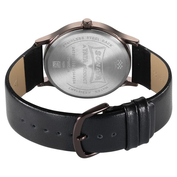 Sonata Aspire Quartz Analog Brown Dial Leather Strap Watch for Men - image number 4