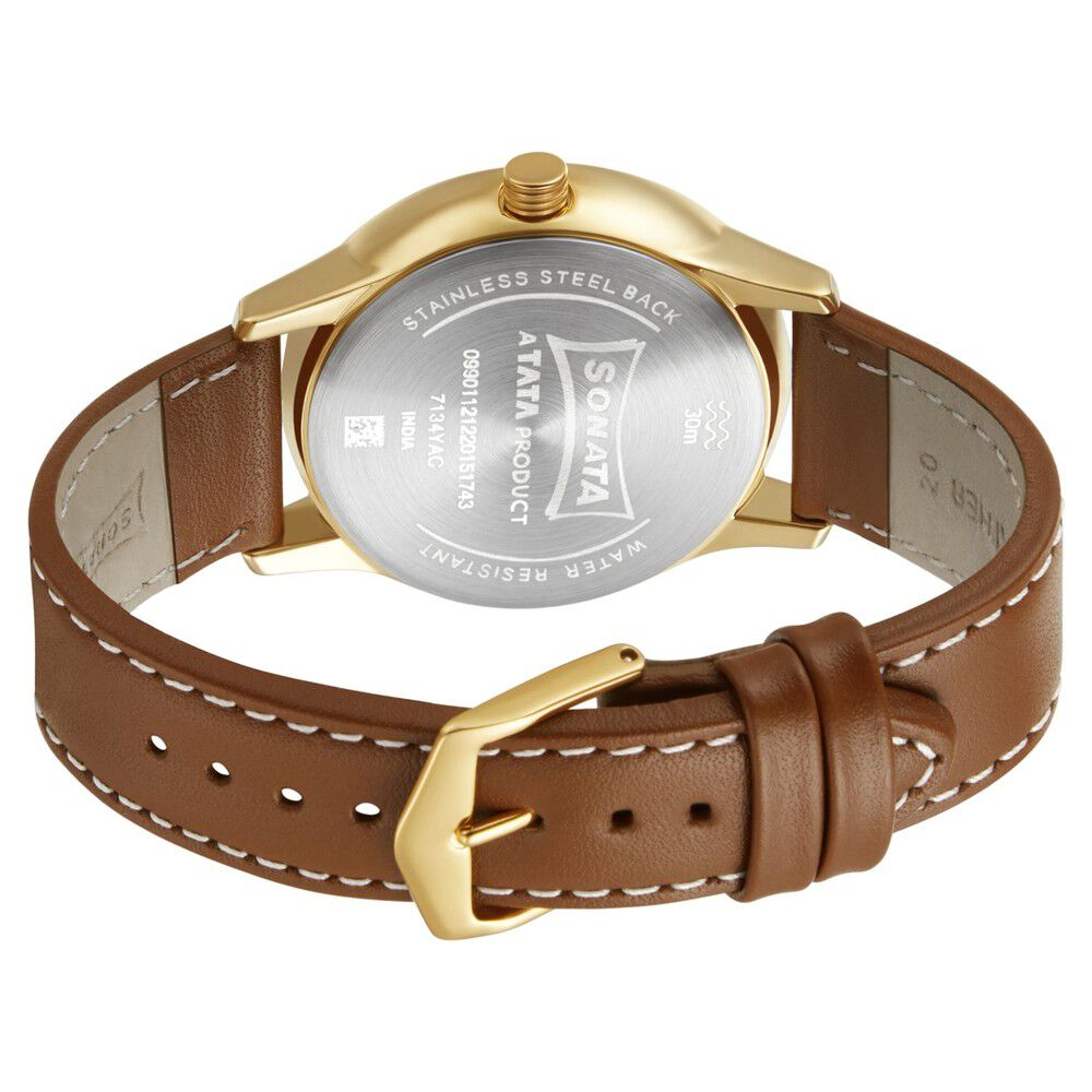 Buy Online Sonata Quartz Analog with Date Leather Strap Watch for Men np7134yl03 Sonata