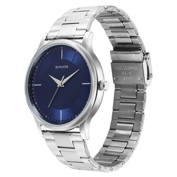 Sonata Aspire Quartz Analog Blue Dial Stainless Steel Strap Watch for Men - image number 2
