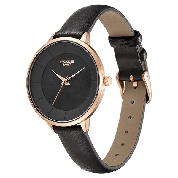 Poze by Sonata Quartz Analog Black Dial PU Leather Strap Watch for Women - image number 2