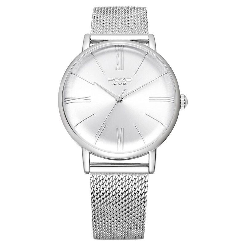 Poze by Sonata Quartz Analog Silver Dial Stainless Steel Strap Watch for  Women