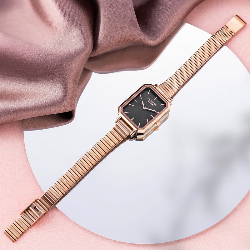 Sonata Watches Rose Gold Watch Mesh Strap Sonata Poze Quartz