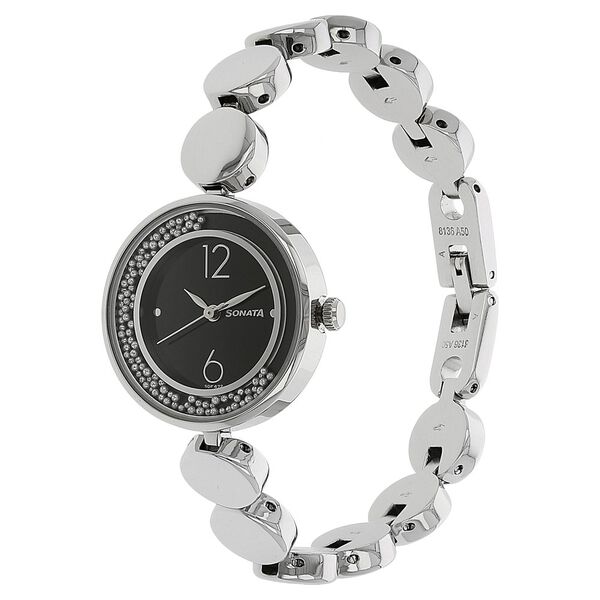 Sonata Quartz Analog Black Dial Metal Strap Watch for Women - image number 1