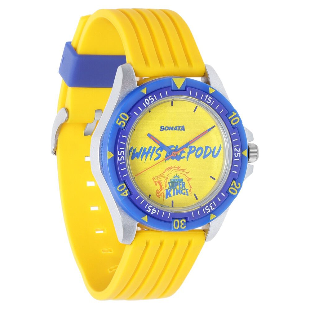 Sonata CSK Quartz Analog Yellow Dial TPU Strap Unisex Watch