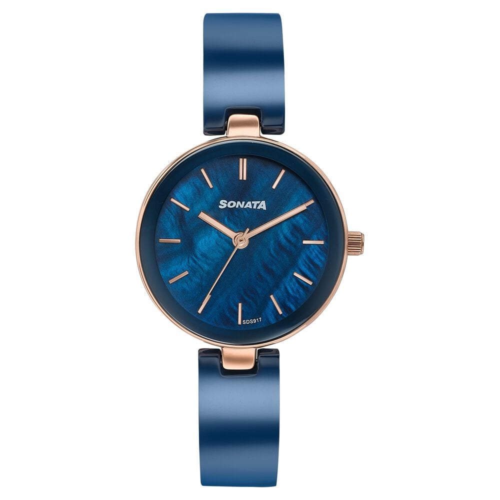 Sonata Festive Quartz Analog Blue Dial Two Toned Ceramic & Metal Strap Watch For Women-image-32