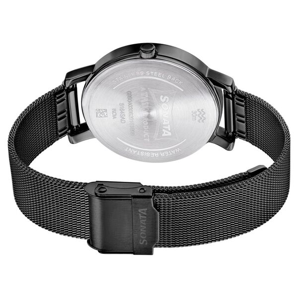 Sonata Multifunctions Black Dial Women Watch With Metal Strap - image number 4