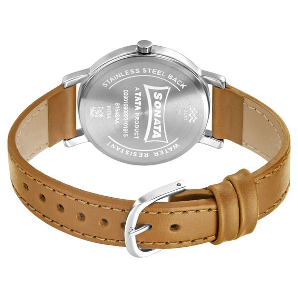 Sonata Play Silver Dial Women Watch With Leather Strap - image number 3