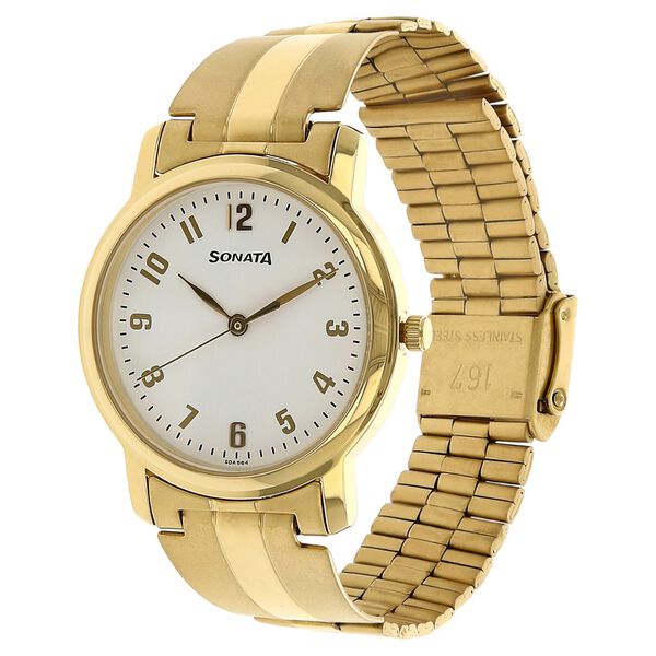 Sonata Quartz Analog White Dial Stainless Steel Strap Watch for Men - image number 1