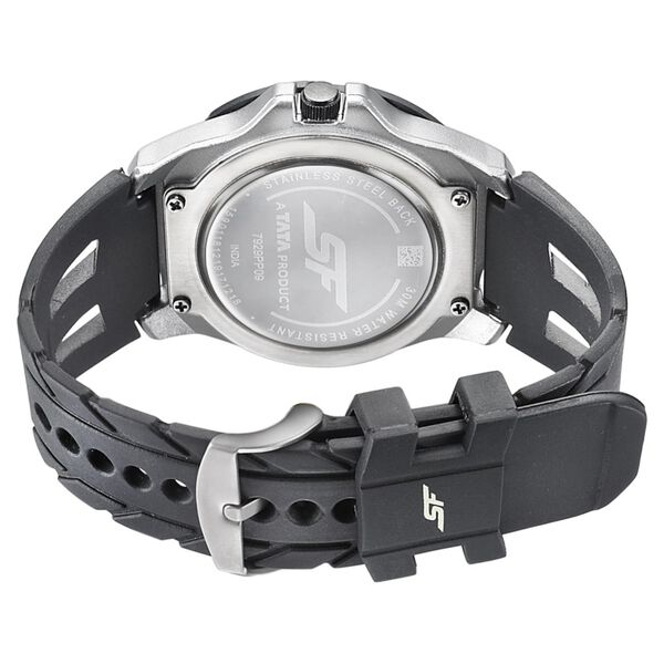 SF Quartz Analog Black Dial PU Strap Watch for Men - image number 3