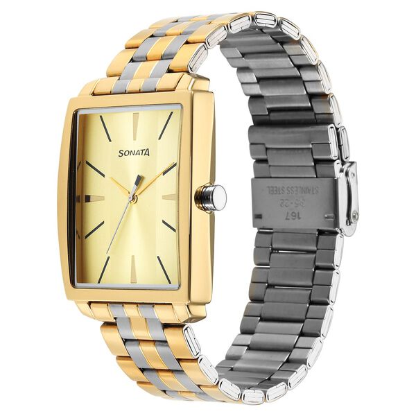 Sonata Utsav Quartz Analog Champagne Dial Watch for Men - image number 1