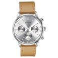 Sonata Quartz Multifunction Silver Dial Brown Leather Strap Watch For Men - image number 1