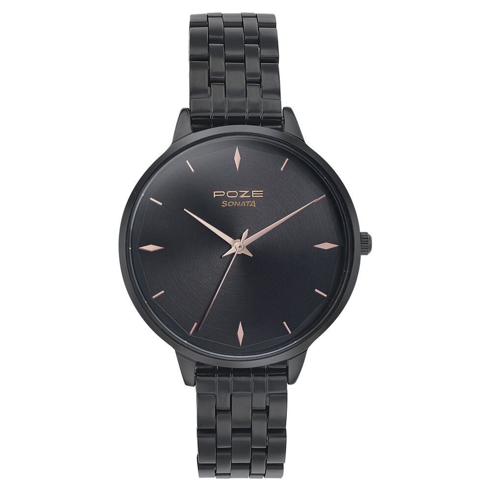 Sonata watch black shop