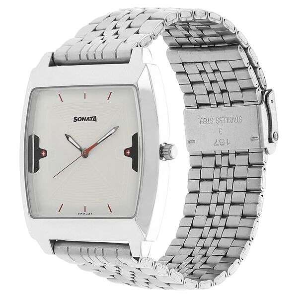 Sonata Quartz Analog Silver Dial Stainless Steel Strap Watch for Men - image number 1