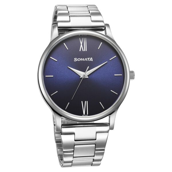 Sonata Aspire Quartz Analog Blue Dial Stainless Steel Strap Watch for Men - image number 0