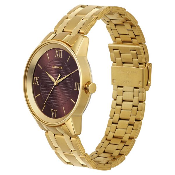 Sonata Quartz Analog Brown Dial Stainless Steel Strap Watch for Men - image number 1