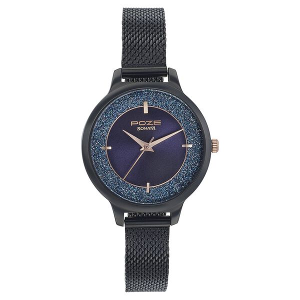Poze by Sonata Quartz Analog Blue Dial Leather Strap Watch for Women - image number 0