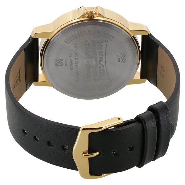 Sonata Quartz Analog with Day and Date White Dial Leather Strap Watch for Men - image number 3