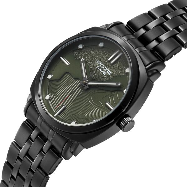 Poze By Sonata Quartz Analog Green Dial Black Metal Strap Watch For Men - image number 4