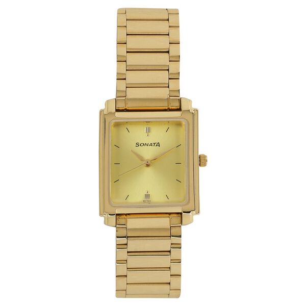Sonata Quartz Analog Champagne Dial Metal Strap Watch for Men - image number 0