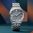 Poze By Sonata Quartz Analog Blue Dial Silver Metal Strap Watch For Men - image number 0