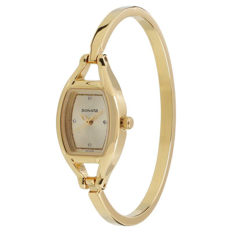 Sonata Pankh Champagne Dial Women Watch With Metal Strap - image number 1