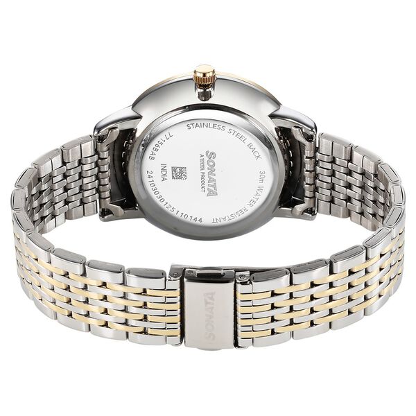 Sonata Eternia Quartz Analog White Dial Metal Strap Watch For Men - image number 4