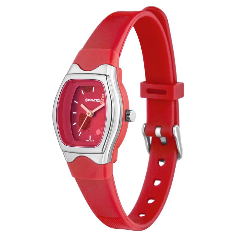 Sonata Play Red Dial Women Watch With Plastic Strap - image number 1