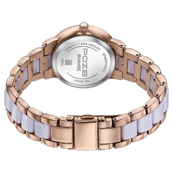 Sonata Poze Quartz Analog Purple Dial Metal Strap Watch For Women - image number 5