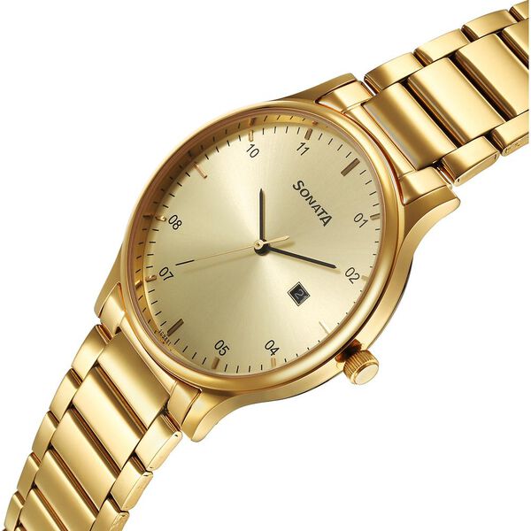 Sonata Quartz Analog with Date Champagne Dial Watch for Men - image number 2
