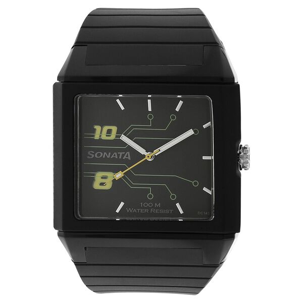 SF Quartz Analog Black Dial Plastic Strap Watch for Men - image number 0